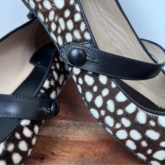 Kate Spade ♠️ Mary Jane, kitten heels, brown/cream cheetah print, leather, 9 - Picture 6 of 10